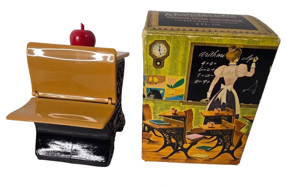 Vintage Avon Remember When School Desk Cotillion Cologne 4oz w Box Empty